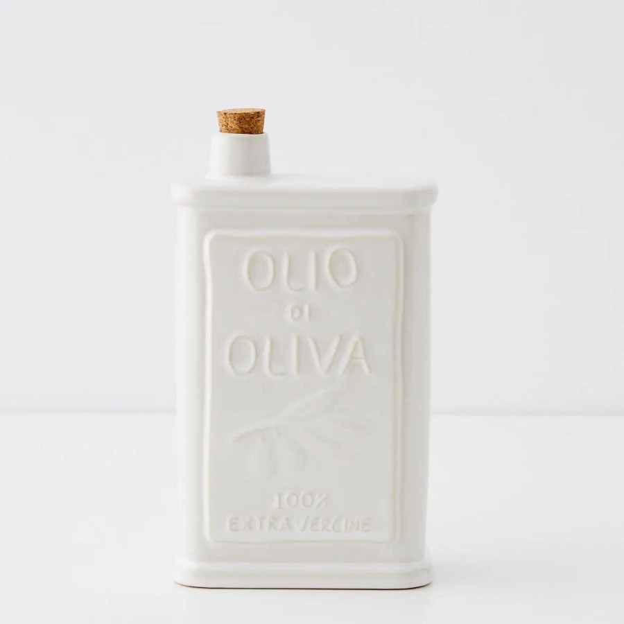 GigiandTom Sicilian Ceramic Olive Oil Bottle Ivory | Kitchen Accessories