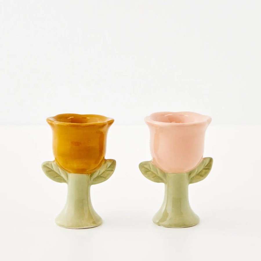 GigiandTom Floral Ceramic Egg Cup Duo Pink | Tableware