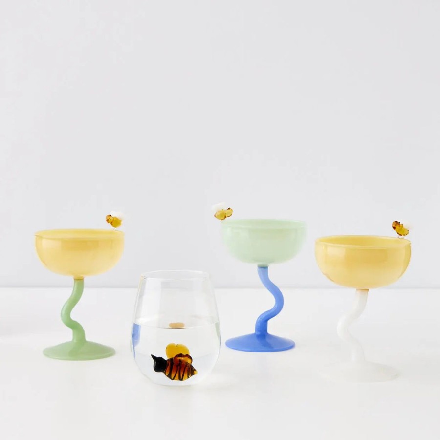 GigiandTom Bumble Cocktail Glass Yellow/White | Cocktail Glasses