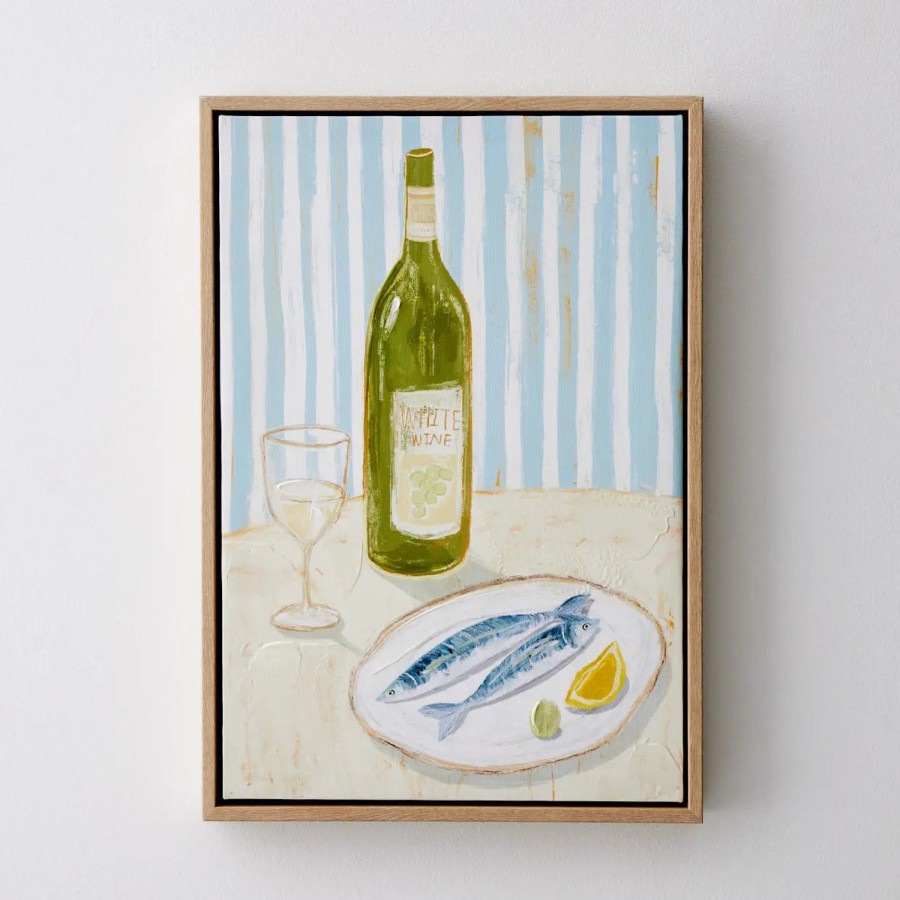 GigiandTom White Wine Framed Canvas Oil Painting | Wall Art