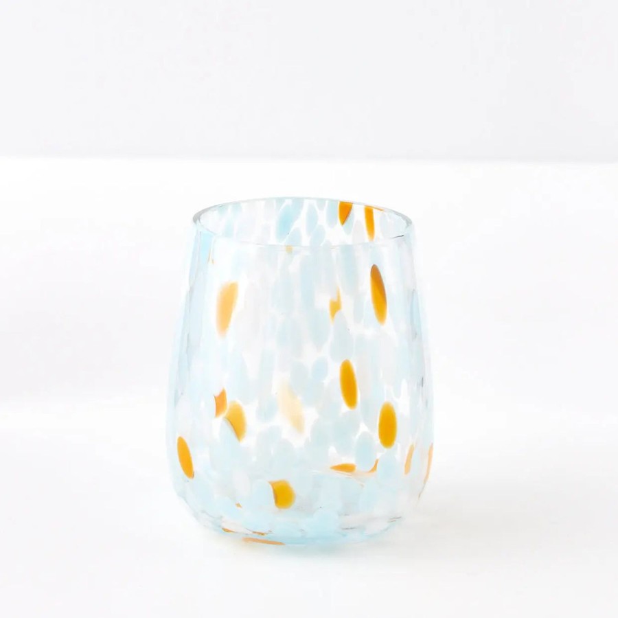 GigiandTom Dotted Glass Tumbler Blue/Orange | Drinkware