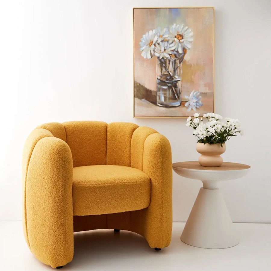 GigiandTom Shell Fabric Accent Chair Mustard | Furniture